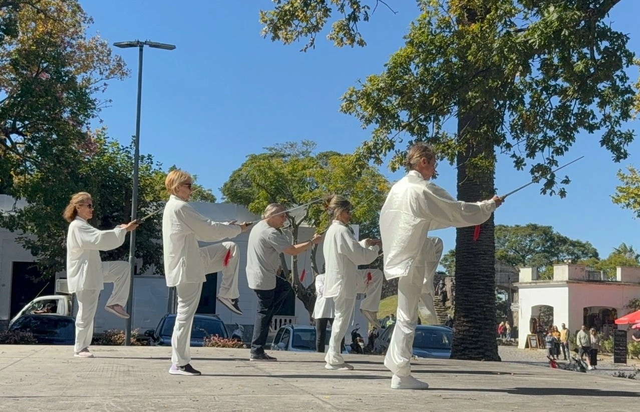 Imagen de una práctica de taichi al aire libre